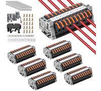 60 Pezzi Kit Morsettiera per binario Din Elettrico, Terminali a Vite per Rail Din, Nero Morsettiera per Connettore Rail per Progetti fai da te Cablaggio Rapido-Nero
