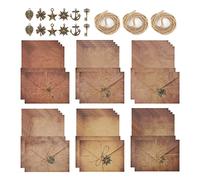 60 Pezzi Kit per Scrivere Lettere Vintage Carta da Lettere Vintage con Buste Anticate 24 Carta Invecchiata A5 12 Buste di Carta Kraft Retrò 12 Ciondolo in Metallo 12 Corda di Iuta Carta Antica Kraft