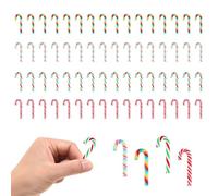 60 Pezzi Mini Bastoncini di Zucchero, Decorazione di Albero di Bastoncini di Zucchero Piccola in Argilla Polimerica, Immangiabile, 1,2 x 3,1 cm, Ciondolo per Albero di Natale