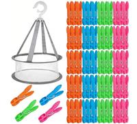 60 Pezzi Mollette da Bucato Senza Graffi, Mollette Colorate con Cesto, Sacchetto Portamolle per Bucato, Mollettes di Plastica per Calzini, Mollettes per Stendibiancheria, Asciugamani, Foto + 1 Cesto