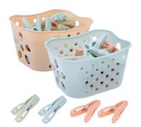 60 Pezzi Mollette, Mollette da Bucato in Plastica, Resistenti Antivento Mollette, Porta un cesto Portaoggetti, Applica a per Interni ed Esterni, Stendibiancheria(Due Colori)
