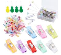 60 Pezzi Mollette per Stoffa et 100 Spilli a Testa a Farfalla Clip da Cucito Multiuso Clip Mollettine da Cucito per Marcatura Sarta Patchwork(27 x 10 MM)