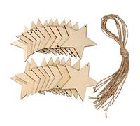 60 Pezzi Naturale Ritagli Forma di Stella in Legno Stella Ornamenti in Legno e 60 Pezzi Spago Naturale per Natale Casa Festa Decorazione