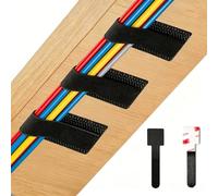 60 Pezzi Organizer Cavi per Sotto il Tavolo con Gancio e Anello, Nero | Cable Management Fermacavi Adesivi, Autoadesive Organizzatore Cavi per TV, PC, Portatile, Ethernet, Scrivania