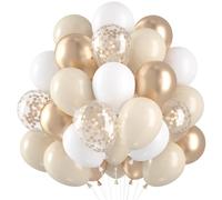 60 Pezzi Palloncini Beige Oro, Palloncini Compleanno Bianco Sabbia Oro, Palloncino Beige Bianco Metallizzato Palloncini Coriandoli per Festa di Compleanno Baby Shower Boho Matrimonio Decorazione