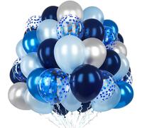60 Pezzi Palloncini Blu Navy, Argento Metallico e Blu Chiaro Lattice Coriandoli per Compleanno, Festa, Baby Shower, Matrimonio, Anniversario, Graduation Decorazione