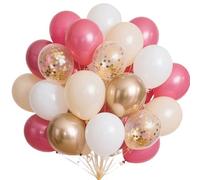 60 pezzi Palloncini dorati metallizzati, palloncini bianchi, rosa, rosa retrò e color carne, palloncini oro champagne con coriandoli dorati metallizzati palloncini rosa, perfetti per i compleanni