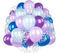 60 Pezzi Palloncini Frozen, 12 Pollici Metallizzati Blu e Viola Lattice con Palloncini Coriandoli Fiocchi Neve per Compleanno Feste Principessa Frozen Baby Shower Anniversario Decorazione