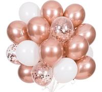 60 pezzi Palloncini in oro rosa e bianchi, palloncini in lattice di 30 cm gonfiati con elio e coriandoli in oro rosa. Set di palloncini metallizzati in oro rosa per compleanni di ragazze, matrimoni e