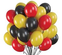 60 pezzi palloncini neri, rossi e gialli, palloncini in lattice, palloncini dorati metallizzati con strisce per compleanno, matrimonio, laurea, Eid, Natale, Capodanno, festa nazionale, decorazione