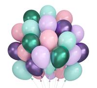 60 Pezzi Palloncini Rosa Viola Turchese Verde, Elio, Palloncini In Lattice Macaron Viola Verde Acqua Metallizzato 12 Pollici per Matrimonio Sirena Bambine Compleanno Baby Shower Battesimo