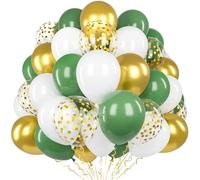 60 Pezzi Palloncini Verde Salvia, Oro e Bianco - 12 Pollici Lattice Con Coriandoli per Compleanno, Festa, Baby Shower, Matrimonio, Anniversario, Fidanzamento Decorazione