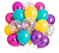 60 pezzi Palloncini viola, rosa e blu, palloncini multicolori blu, viola e giallo, palloncini in lattice viola metallizzati con coriandoli, ideali per compleanni di ragazze, matrimoni