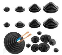 60 Pezzi Passacavo Gomma, 4 misure,Set Passacavi in Gomma per Fori, beccucci in gomma per cavo, filo, spina, apparecchi elettrici, 10 mm/20 mm/25 mm/30 mm (nero)