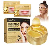 60 Pezzi Patch Occhi Antirughe,Patch Occhiaie e Borse,Collagene Patch Occhi con 2 Pezzi Maschera per le Labbra,Anti-Rughe,Contorno Occhi Idratante,Rimuovi Borse e Puffiness(Oro)