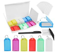 60 Pezzi Portachiavi Plastica Targhetta ID Etichetta Scrivibile Contrassegnare Zaino