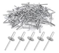60 Pezzi Rivetti Ciechi in Alluminio con Flangia Grande, 4.8 x 18mm Rivetti in Alluminio con Testa Larga, Rivetto Pop Cieco con Testa, per Lamiera, Lavorazione Del Legno, Industriale (Argento)