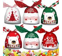 60 Pezzi Sacchetti Regalo di Natale,6 Design Sacchetti da Regalo, Sacchetti di Caramelle Con Orecchie da Coniglio, Sacchetti di Biscotti Di Natale, Sacchetti Per Feste