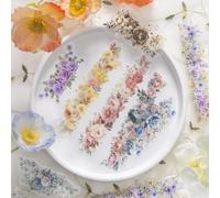 60 Pezzi Scrapbook Accessori Kit,Fiori Adesivi per Scrapbooking in PET,Transparent Stickers per Mobile,Album,Diario,Quaderni,Arti Fai Da Te(Flower Sea)