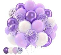 60 pezzi Set di palloncini viola lavanda, palloncini bianchi, metallici viola, viola chiaro lavanda, kit di palloncini in lattice con coriandoli di carta lilla per decorazioni per feste di compleanno,