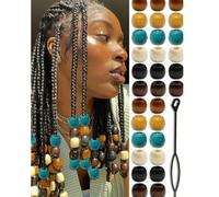 60 pezzi/Set Perline in legno per capelli 6 stili Accessori per capelli colorati Forniture per trecce Decorazione acconciatura Kit carino per la realizzazione di gioielli per trecce (Include fermagli 