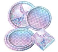 60 pezzi set stoviglie tema sirena per feste compleanno bambini piatti di carta bicchieri tovaglioli decorazioni