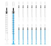 60 Pezzi Siringhe 1ml, Siringa di Plastica Senza Ago, Siringa Dosatrice con Cappuccio per Laboratori Scientifici, Alimentazione Animale, Pittura Artistica (Bianco/Blu)
