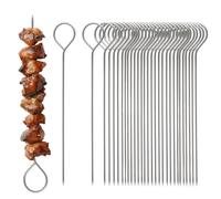 60 Pezzi Spiedini Acciaio Inossidabile 10cm con Manico ad Anello, Spiedini per Barbecue Riutilizzabili in Metallo per Spuntini e Verdure, Facile da Pulire, Roulade o Piccoli Piedini di Verdure