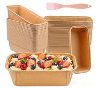 60 Pezzi Stampi Plumcake in Carta 15,5 x 5,4 x 5,3 cm, Mini Stampi Rettangolari Carta con Pennello in Silicone, Stampi da Forno per Torta Pane Dessert, Pirottini per Friggitrice ad Aria e Forno