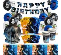 60 Pezzi Stoviglie per Feste Star, Decorazioni Compleanno Wars, Decorazioni per Feste Includono Striscioni, Piatti di Carta, Bicchieri di Carta, Tovaglioli, Tovaglie, Palloncini - 10 Porzioni