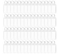 60 Pezzi Targhette Portachiavi in Plastica, 5.6 x 2.9cm Portachiavi con Etichetta Scrivibile, Targhette per Chiavi in Plastica, con Etichette in Carta Bianca, per Valigie, Animali Domestici, Bagagli