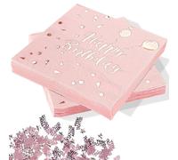 60 Pezzi Tovaglioli Compleanno Oro Rosa, Decorazioni Compleanno Tovaglioli di Carta Tovaglioli Happy Birthday, per Festa di decorazioni Compleanno Anniversari (Oro Rosa)