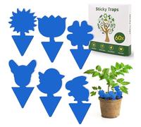 60 Pezzi Trappola Moscerini per Interni,Trappole Moscerini, Moscerini Piante Compresse Blu Vaso per Fiori,Sicuro,Inodore,Adesivi a Doppia Faccia,Fisica Trappola