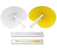 60 pezzi Ventagli Ventaglio 30 Gialli 30 Bianchi (24 cm -26 cm) ideale come gadgets, bomboniera per matrimoni,comunioni,cresime eventi,feste