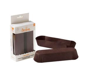 60 Pirottini rettangolari marroni per cottura eclair 13,5 x 3,3 x h 2,8 cm