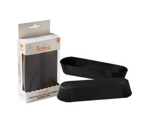 60 Pirottini rettangolari neri per cottura eclair 13,5 x 3,3 x h 2,8 cm
