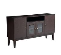 60 pollici Modern Solid Wood Sideboard Buffet Storage High Console Table with 4 porte Living Room Espresso (Colore: A, Size: As Shown)