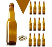 60 Pz Bottiglia Birra VETRO vuota 330 ml LONGNECK in vetro di colore abra Completa di Tappo Corona 26 mm - KIT per fare la birra ARTIGIANALE - Bottiglie birra vuote comprese di tappi