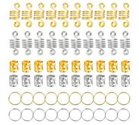 60 Pz Stile Assortimento Metallo Pan per Capelli Manicotto per Capelli Anello Cerchio Anello Bobina per Capelli Dreadlock Treccia per Capelli Pulsante Perline Decorazione Gioielli Estensione dei