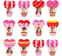 60 ritagli a tema San Valentino, decorazioni per bacheche con mongolfiera, a forma di cuore, palloncini di carta, decorazioni per aula di San Valentino, fai da te, foto, parete, porta, forniture per