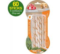 60 Rotolini Delights con carne di pollo per cani 55g cad 8in1