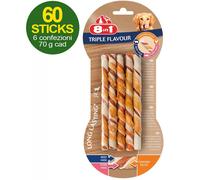 60 Rotolini Triple Flavour con triplo gusto pollo, manzo e maiale - 6 x 10 8in1