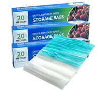 60 sacchetti per congelatore per conservare alimenti 23 x 16 cm, riutilizzabili con chiusura lampo senza BPA, sacchetti per sandwich e snack per conservare noci e verdure