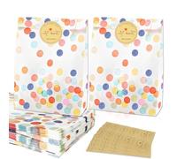 60 sacchetti regalo per il compleanno dei bambini con 10 adesivi, sacchetti di carta kraft per il compleanno dei bambini, 19 x 13 x 3,5 cm, sacchetti di carta piccoli, per matrimoni, feste, Natale