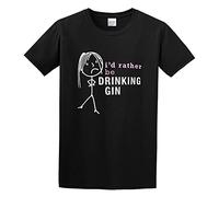 60 Second Makeover Limited Ladies I'd Rather Be Drinking Gin Black Mum Friend Gift Present T-Shirt Black Mens Tee Unisex Shirt XL