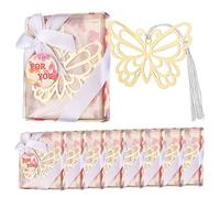 60 segnalibri in metallo dorato a forma di farfalla con elegante nappa di seta, segnalibri creativi a farfalla con confezione regalo, per amanti dei libri, baby shower, regali di ritorno, feste di