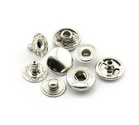60 Set 10mm Metallo Snap Fasteners Premere Stud Arrotondato Cucire Rivetto Bottoni Abbigliamento Artigianato In Pelle Poppers FAI DA TE Argento