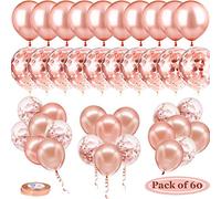 60 Set Di Palloncini Oro Rosa, Contiene 30 Palloncini In Oro Rosa e 30 Palloncini Coriandoli, 2 Rotoli Di Nastro Utilizzati Per Il Matrimonio, Palloncini Compleanno, Laurea, Festa Decorazione