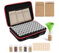 60 Slot Contenitore per Semi, Organizer per Perline, Organizzatore per la Conservazione dei Semi,contenitore per semi per piantare con borsa e adesivi, perline, accessori artigianali