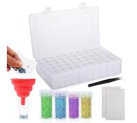 60 Slots Diamond Painting Kit - Organizer per Diamond Painting Accessori Vasetti Rotondi Contenitore Trasparente imbuto 120 etichette pinzetta per Diamond Painting 5D/strumenti Artigianato fai da te